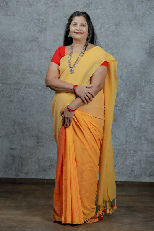 Agnika – Fiery Orange Khadi Cotton Silk Saree