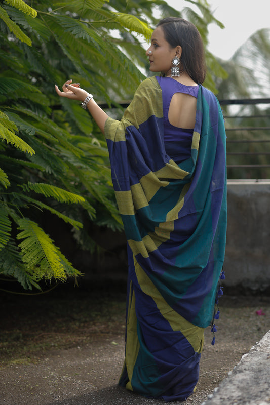 Neelvana – Indigo Blue Khadi Cotton Saree