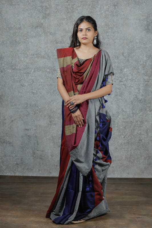 Lohini – Black Khadi Cotton Saree